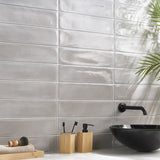 Stacy Garcia ArtBlock Grigio Gray 4x16 Glossy Porcelain Tile