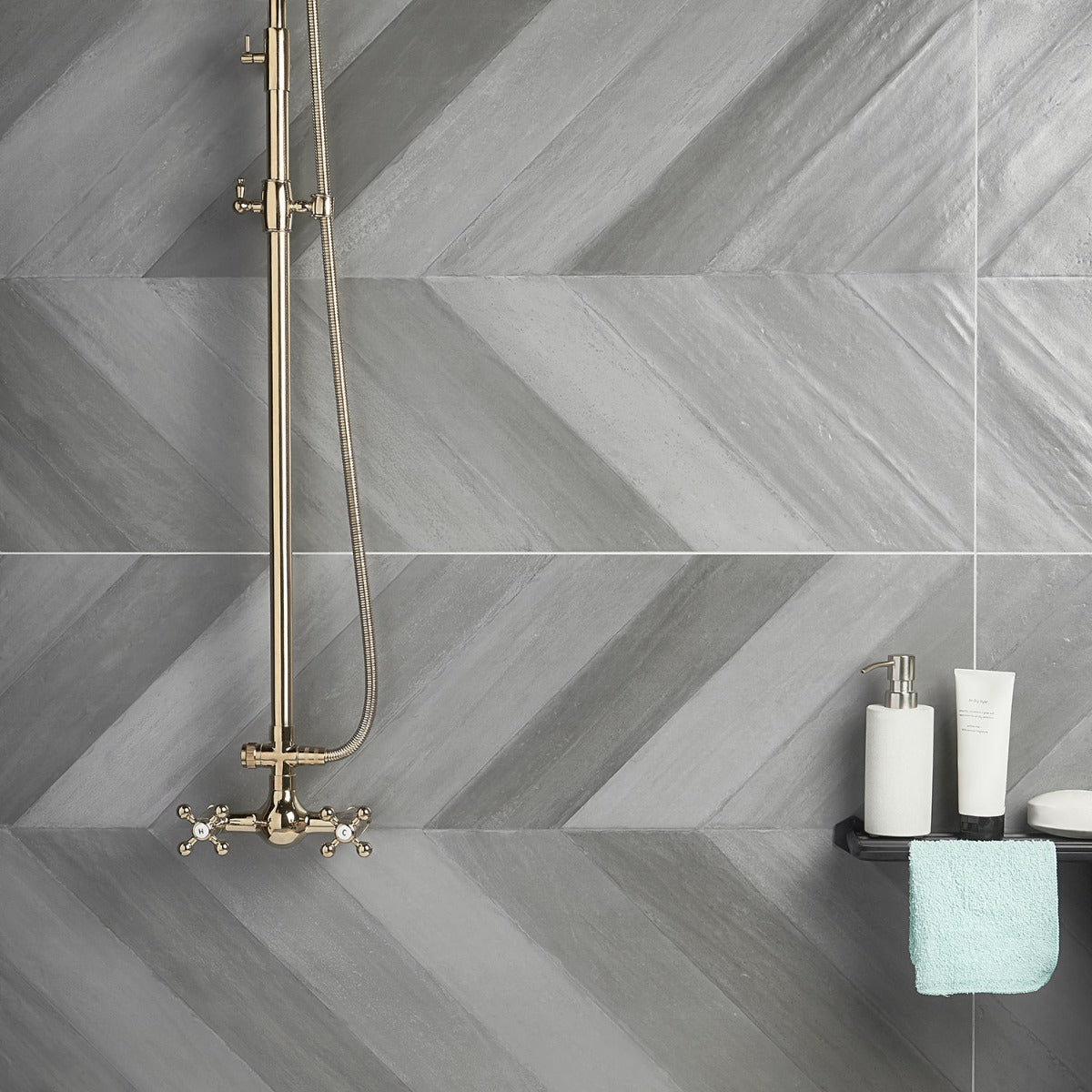 Sculpt Gray Chevron 24x48 Natural Porcelain Tile