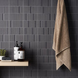 Division Antracite Black 8x16 Fluted Matte Ceramic Wall Tile
