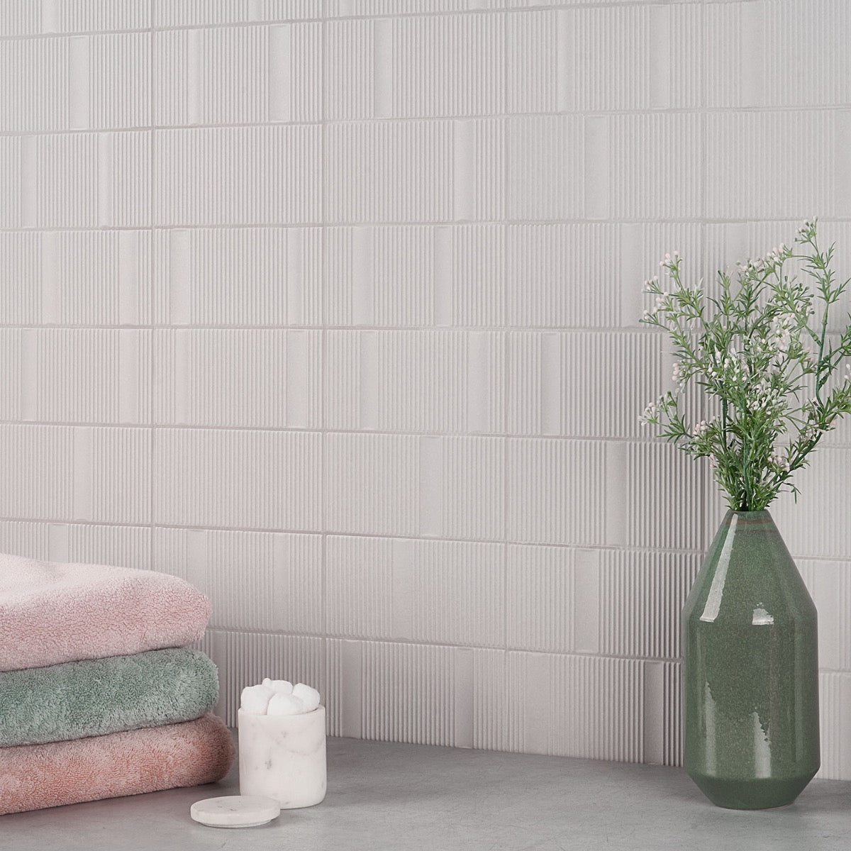 Division Silver 8x16 Fluted Matte Ceramic Wall Tile by Lux Tile