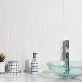 Division White 8x16 Fluted Matte Ceramic Wall Tile by Lux Tile