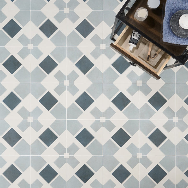 Lapaz Cross Blue 9x9 Matte Porcelain Tile - Lux Tile