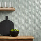 Kai Mint Green 1x2" Herringbone Glossy Porcelain Mosaic Tile