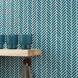 Kai Teal Herringbone Crackled Glossy Porcelain Mosaic Tile - Lux Tile
