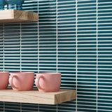 Kai Teal Crackled Glossy Porcelain Mosaic Tile - Lux Tile