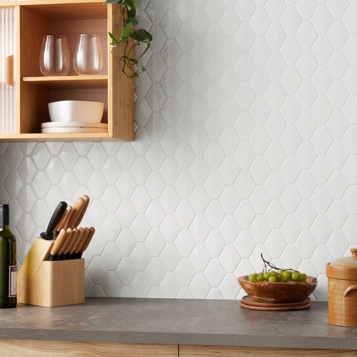 Brookline Diamond Cloud White 3x4 Glossy Ceramic Mosaic Tile