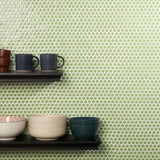 Eden Electric Lime Green Penny Round Polished Porcelain Mosaic Tile