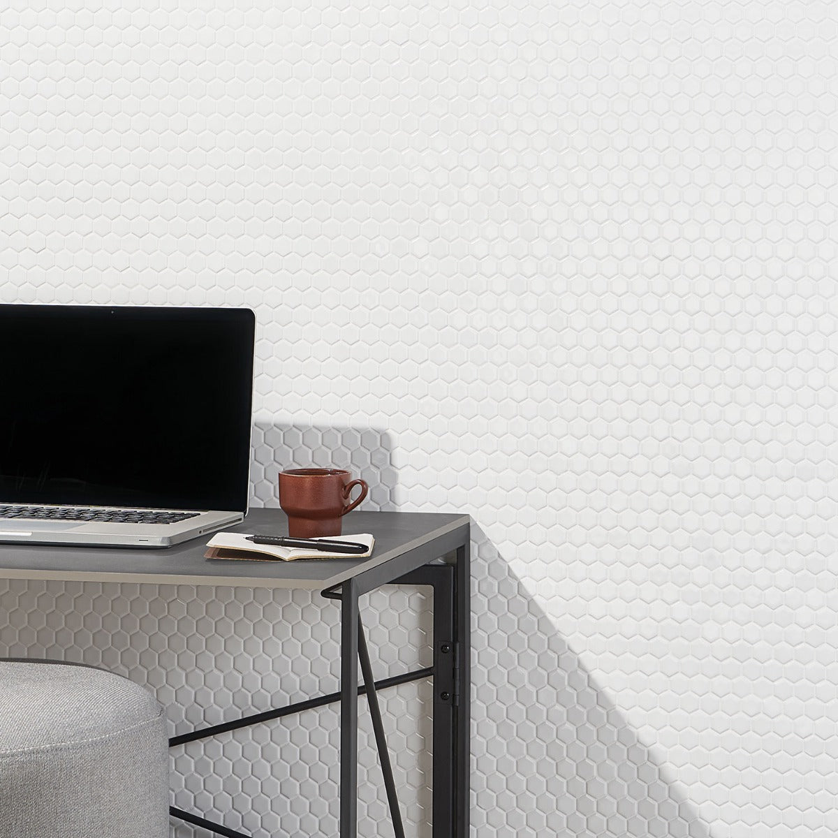 Eden White 1" Hexagon Polished Porcelain Mosaic Tile