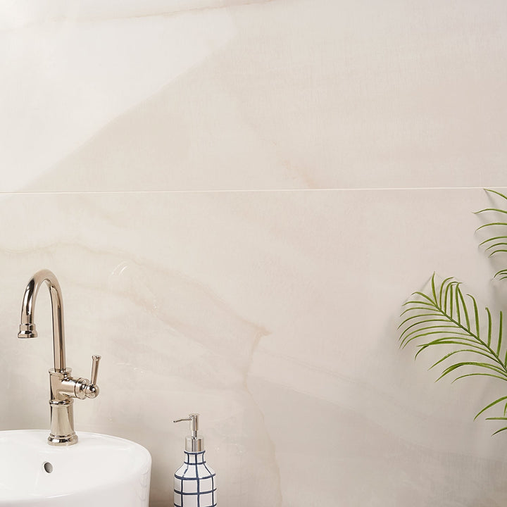 TilebarXL Marmi Onice Perla Beige 24x48 Polished Porcelain Tile