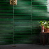 Kanbina Jungle Green 5x18 Crackled Glossy Ceramic Mosaic Tile