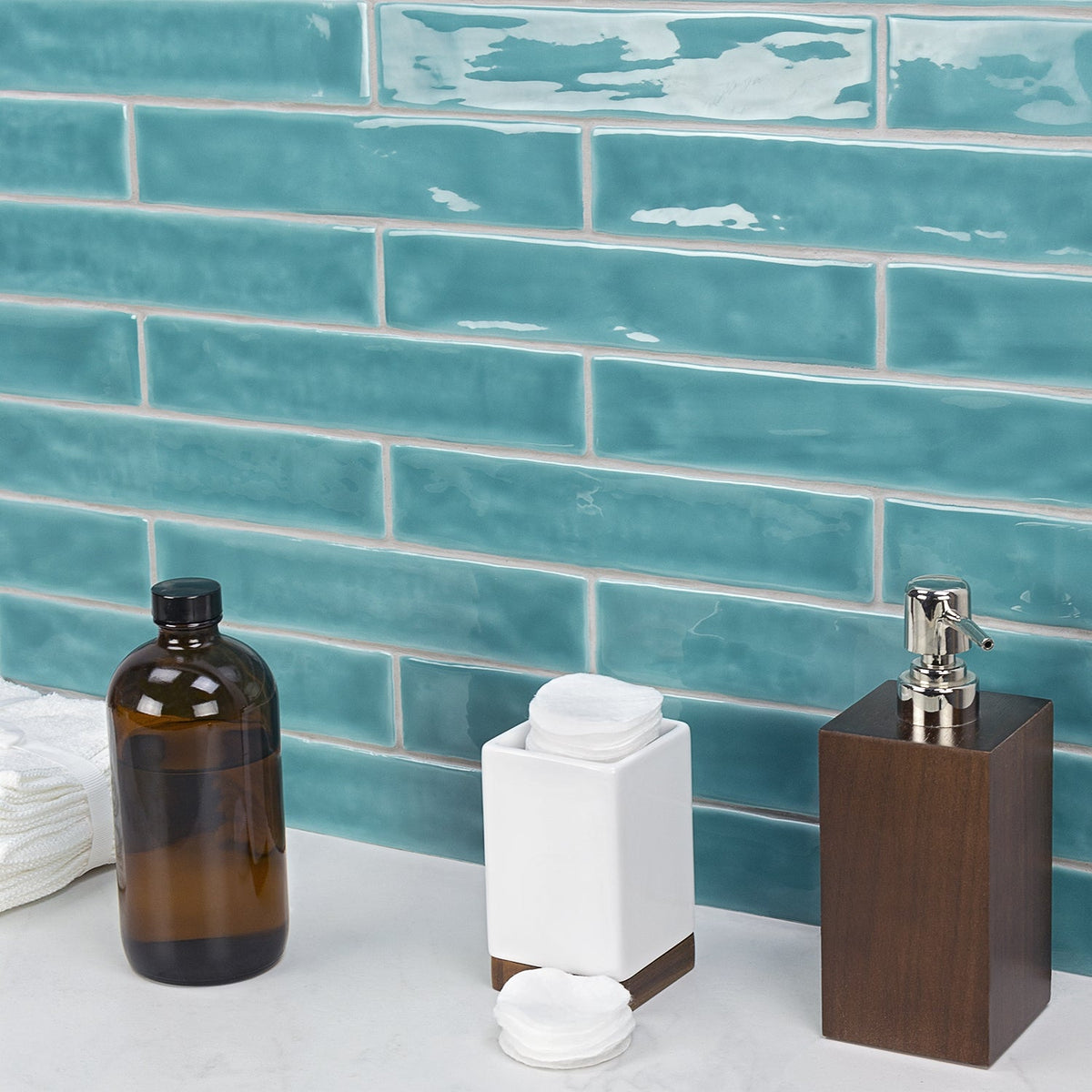 Lux Tile Seaport Aquamarine 2x10 Polished Ceramic Subway Tile