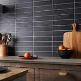 Charlotte Charcoal Black 3x10 Textured Matte Ceramic Subway Tile - Lux Tile