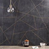Whitney Ardesia Charcoal Black and Gold Line 24x48 Matte Porcelain Wall Tile