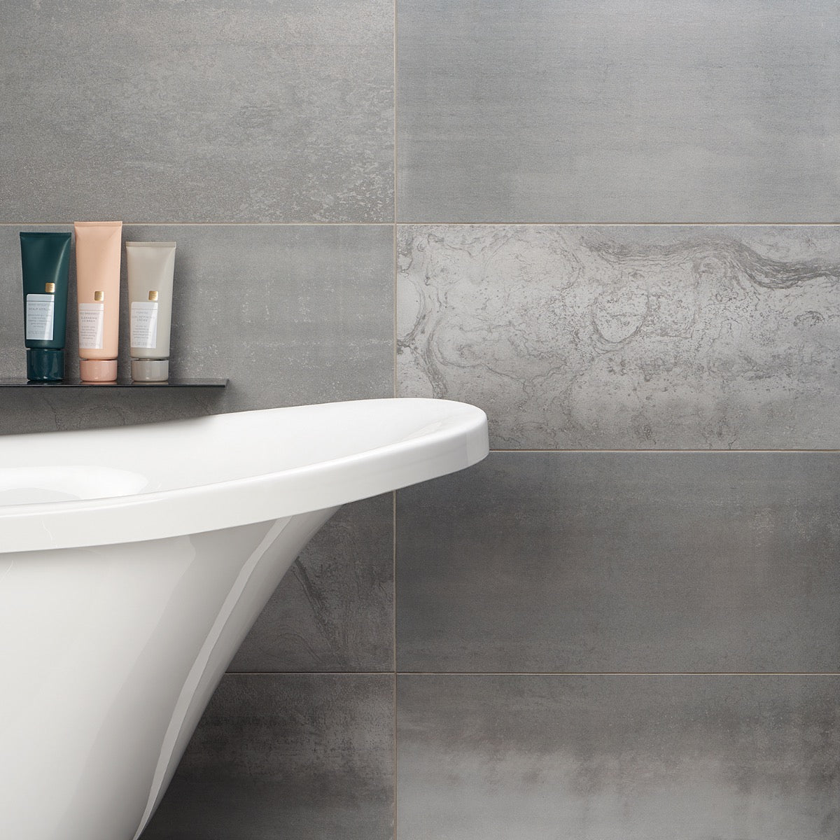 Hewlett Metal Silver 12x24 Matte Porcelain Tile - Industrial Style