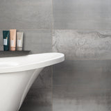Hewlett Metal Silver 12x24 Matte Porcelain Tile - Industrial Style