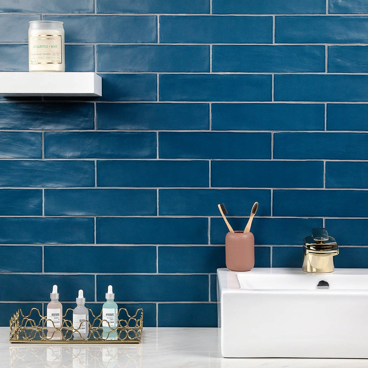 Marine Blue Ceramic Subway Tile - 3x12 Matte Finish