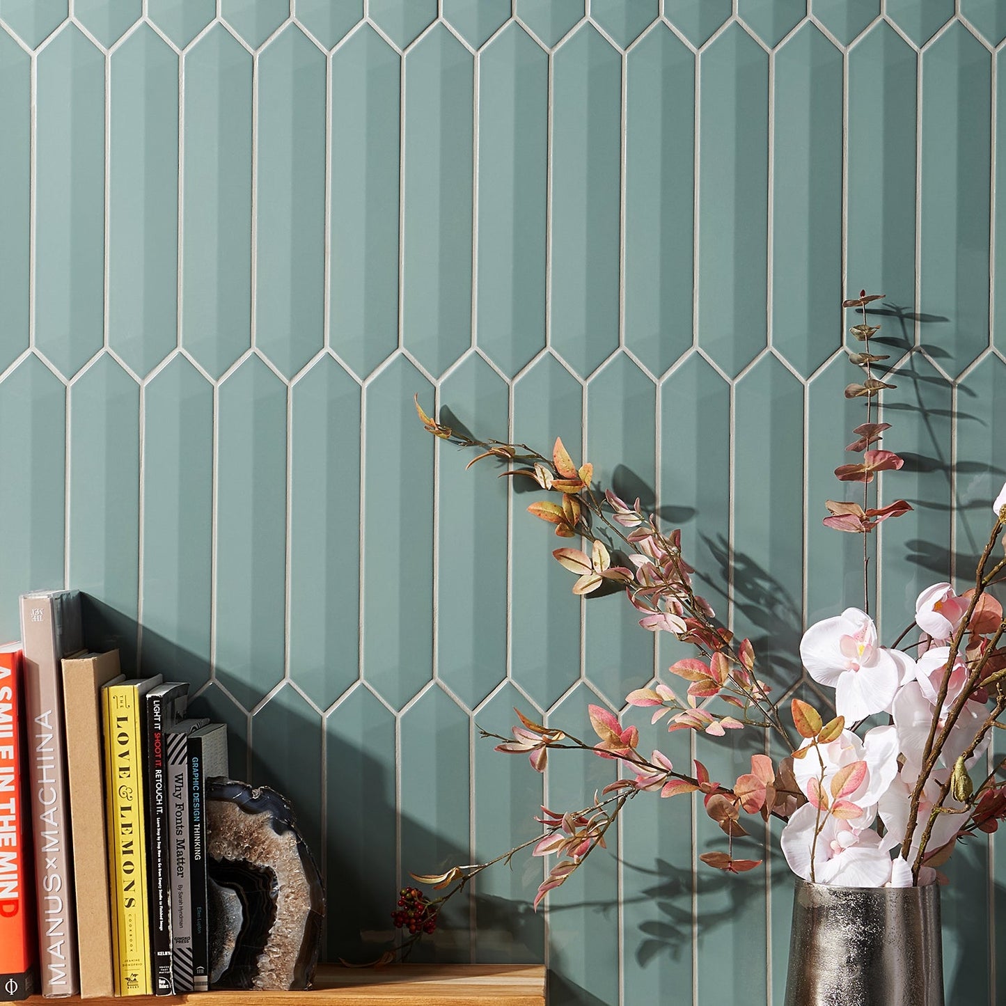 Kent Jade Green 3D Picket Polished Ceramic Wall Tile - Lux Tile