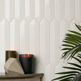 Kent White 3D Picket Polished Ceramic Wall Tile - 2x13