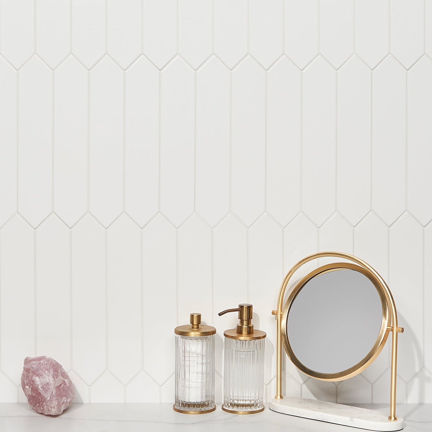 Kent White 3x12 Picket Polished Ceramic Wall Tile by Lux Tile