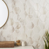 Amalfi Calacatta 6" Hexagon Polished Porcelain Tile - Lux Tile