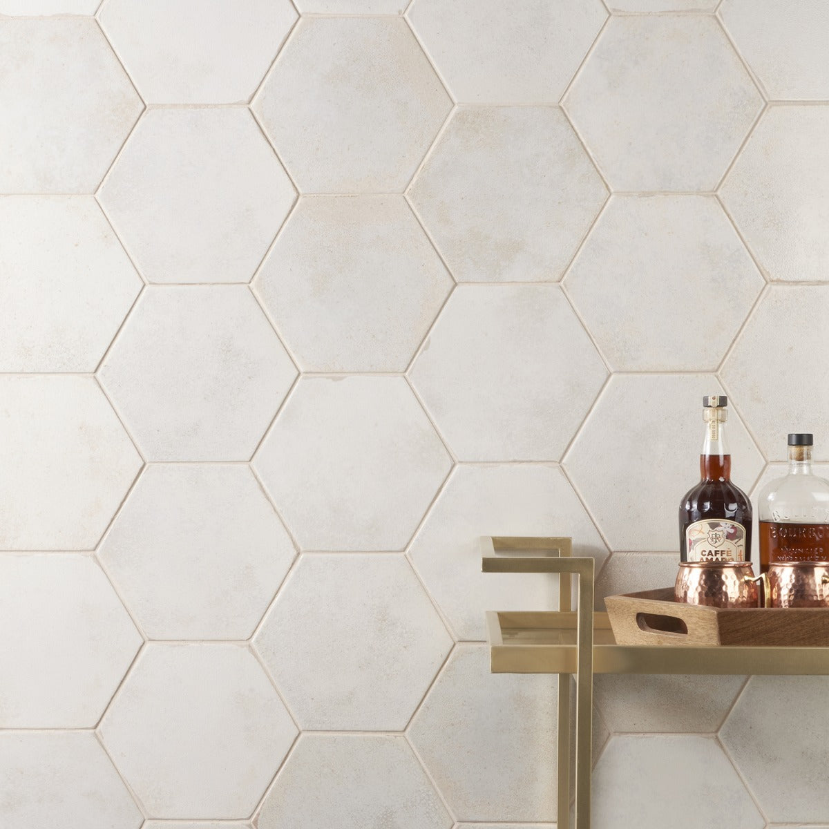 Kalay White 9" Hexagon Polished Porcelain Tile - Lux Tile