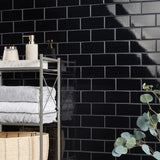 Park Hill Black 3x6 Polished Porcelain Subway Tile - Tilebar