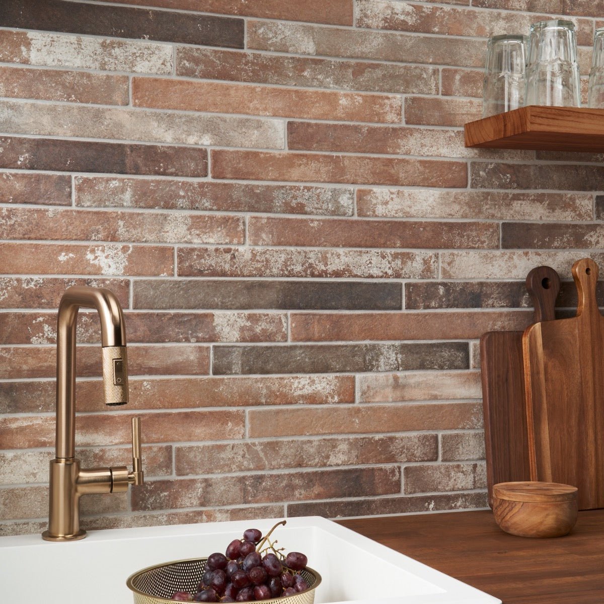 English Brick Red 2x18 Matte Porcelain Tile - Rustic Charm