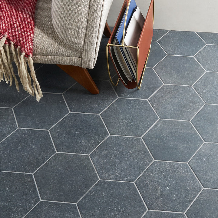 Texstone Antracita Dark Gray 9" Hexagon Matte Porcelain Tile