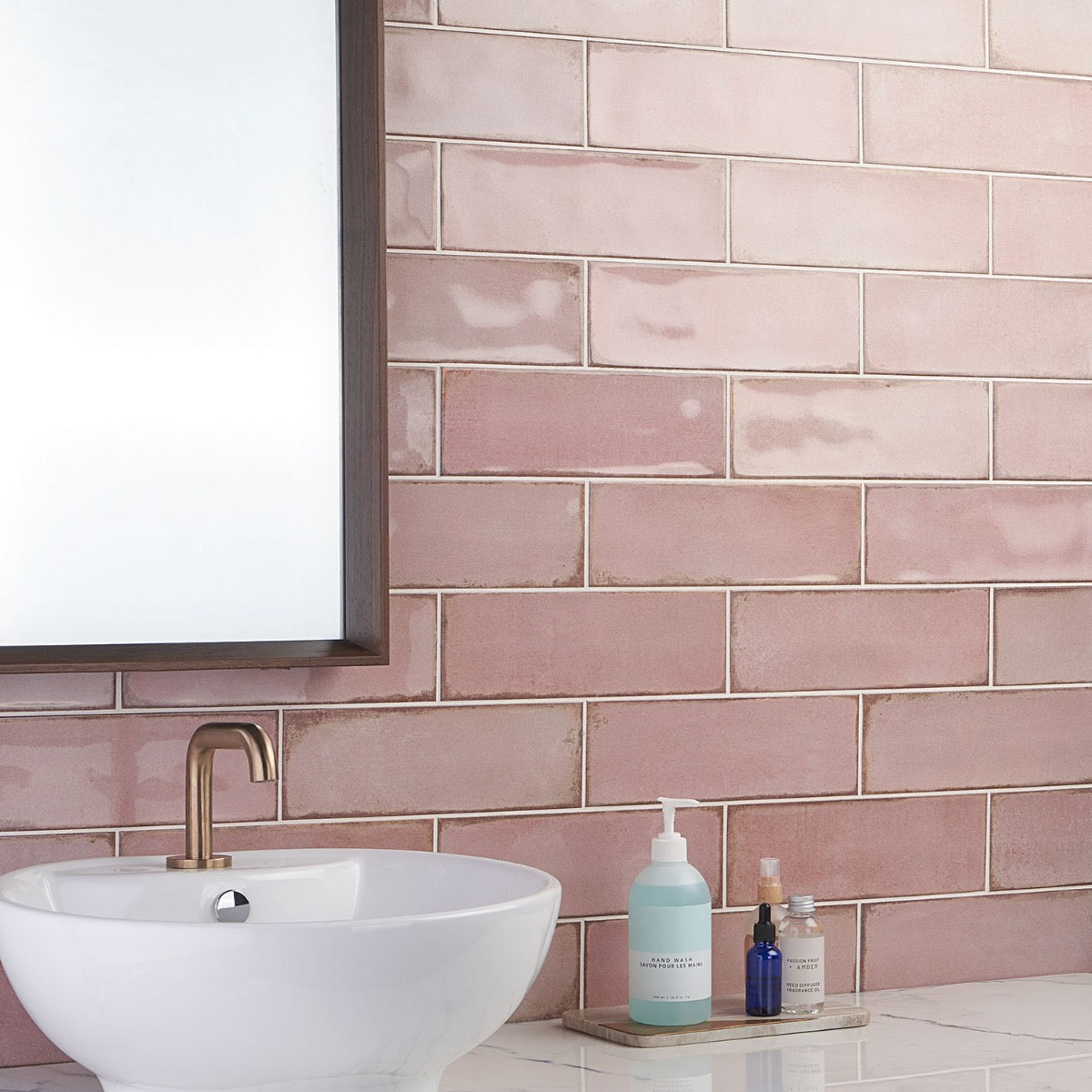 Los Lunas Rose Pink 4x12 Polished Ceramic Subway Tile - Lux Tile
