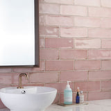 Los Lunas Rose Pink 4x12 Polished Ceramic Subway Tile - Lux Tile