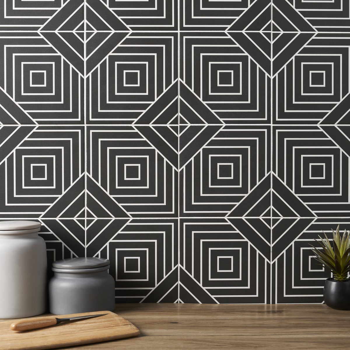B2W Black & White Matte Porcelain Tile 8x8 - Lux Tile