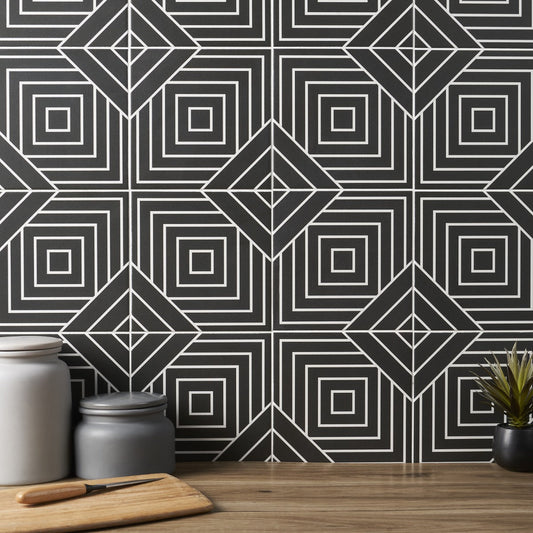 B2W Black & White Matte Porcelain Tile 8x8 - Lux Tile