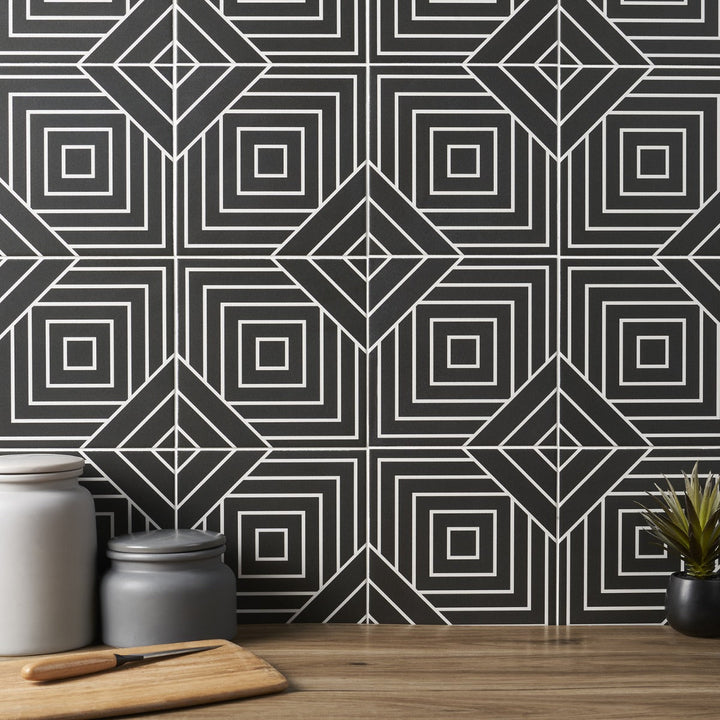 B2W Black & White Matte Porcelain Tile 8x8 - Lux Tile