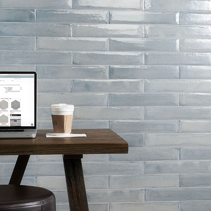 Lux Tile Azur Blue 3x16 Polished Porcelain Subway Tile