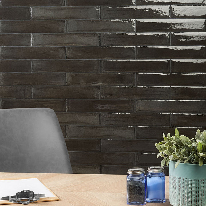 Tilebar Nero Black 3x16 Polished Porcelain Subway Tile