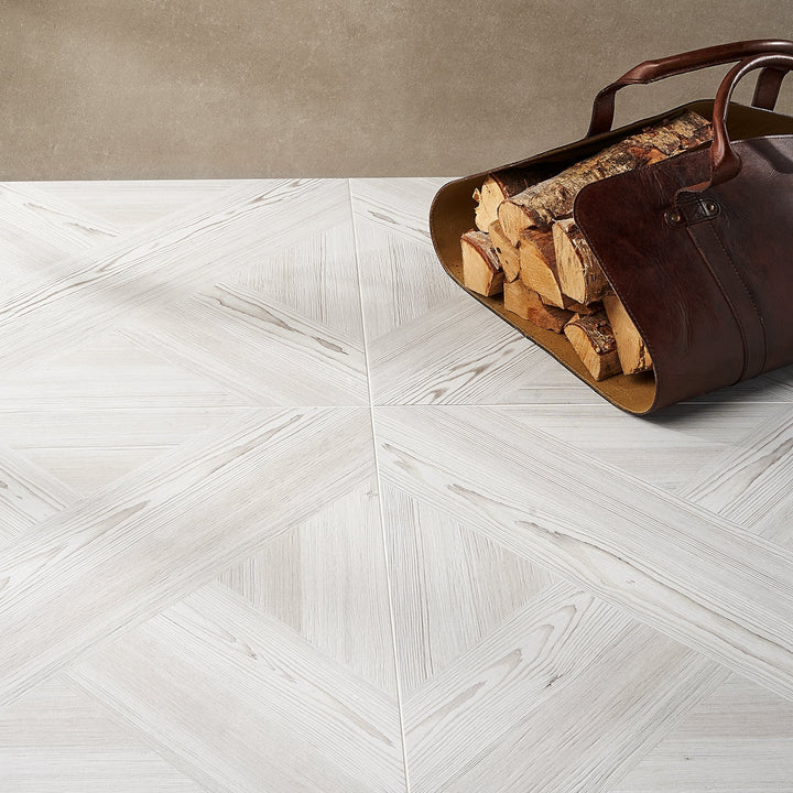 Mandorla White 24x24 Matte Wood Look Porcelain Tile