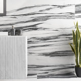 Drama Fall Black & White 24x48 Polished Porcelain Tile - Lux Tile
