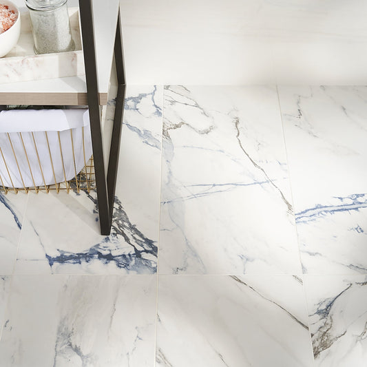 Calacatta Azur Matte Porcelain Tile 12x24 - Lux Tile