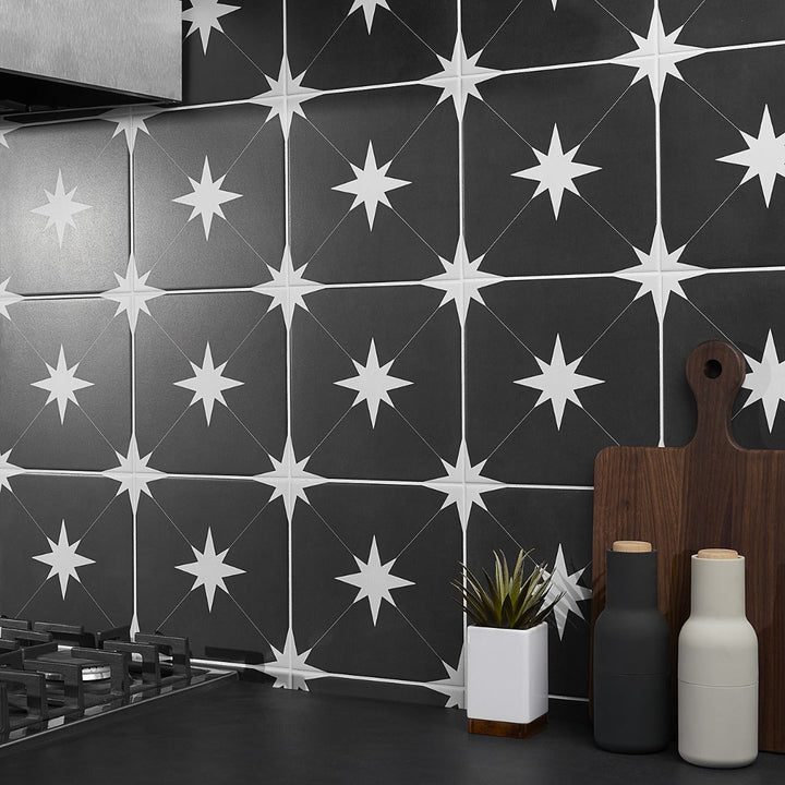Tau Nero Black 9x9 Matte Porcelain Tile by Lux Tile