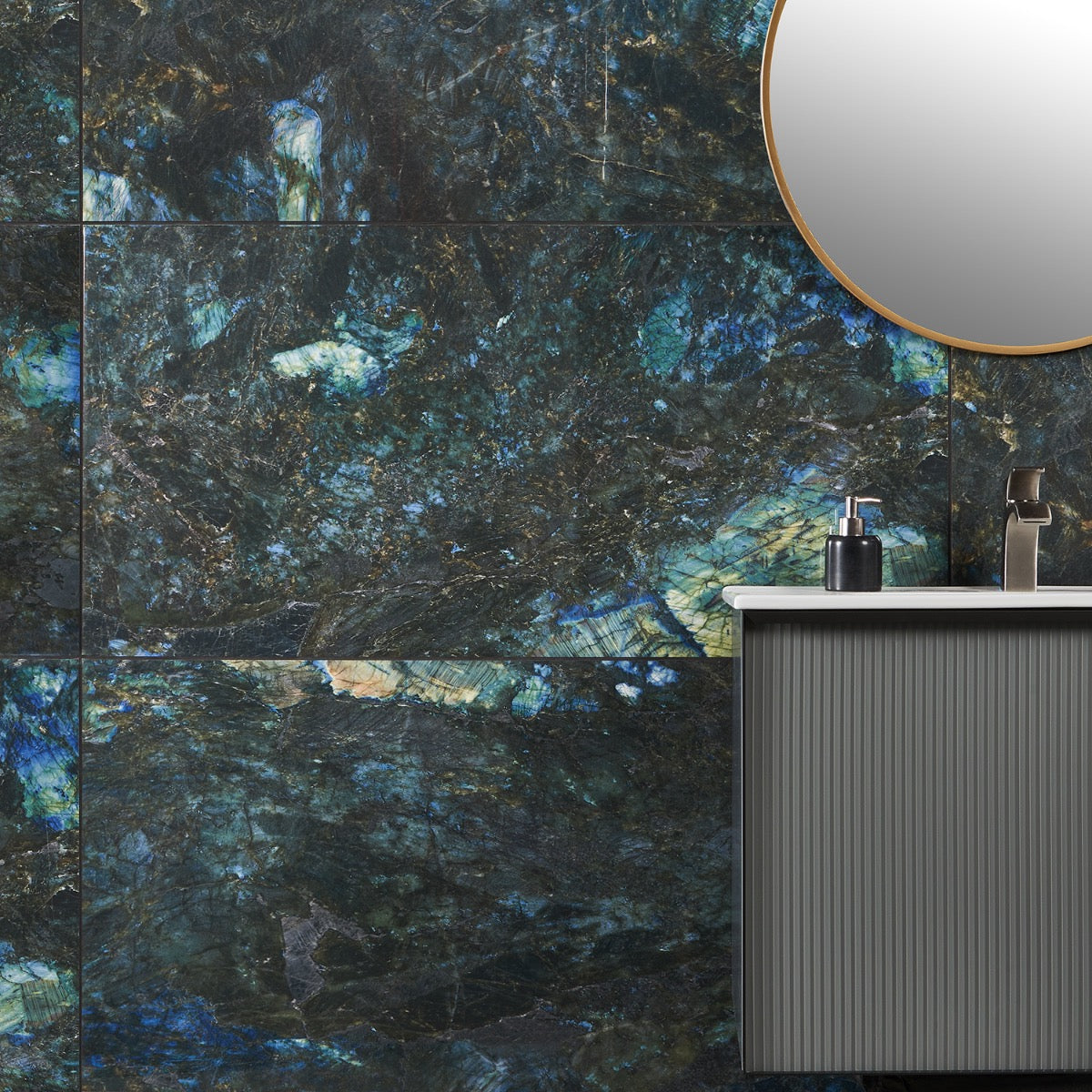 Lux Tile Jewel Onyx Labradorite Blue 24x48 Polished Porcelain Tile