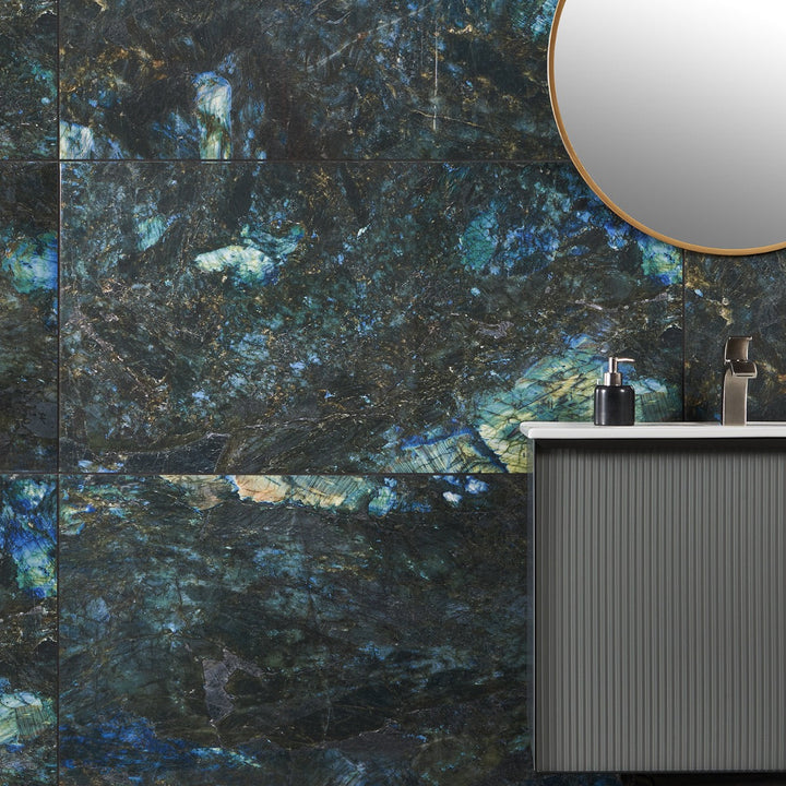 Lux Tile Jewel Onyx Labradorite Blue 24x48 Polished Porcelain Tile