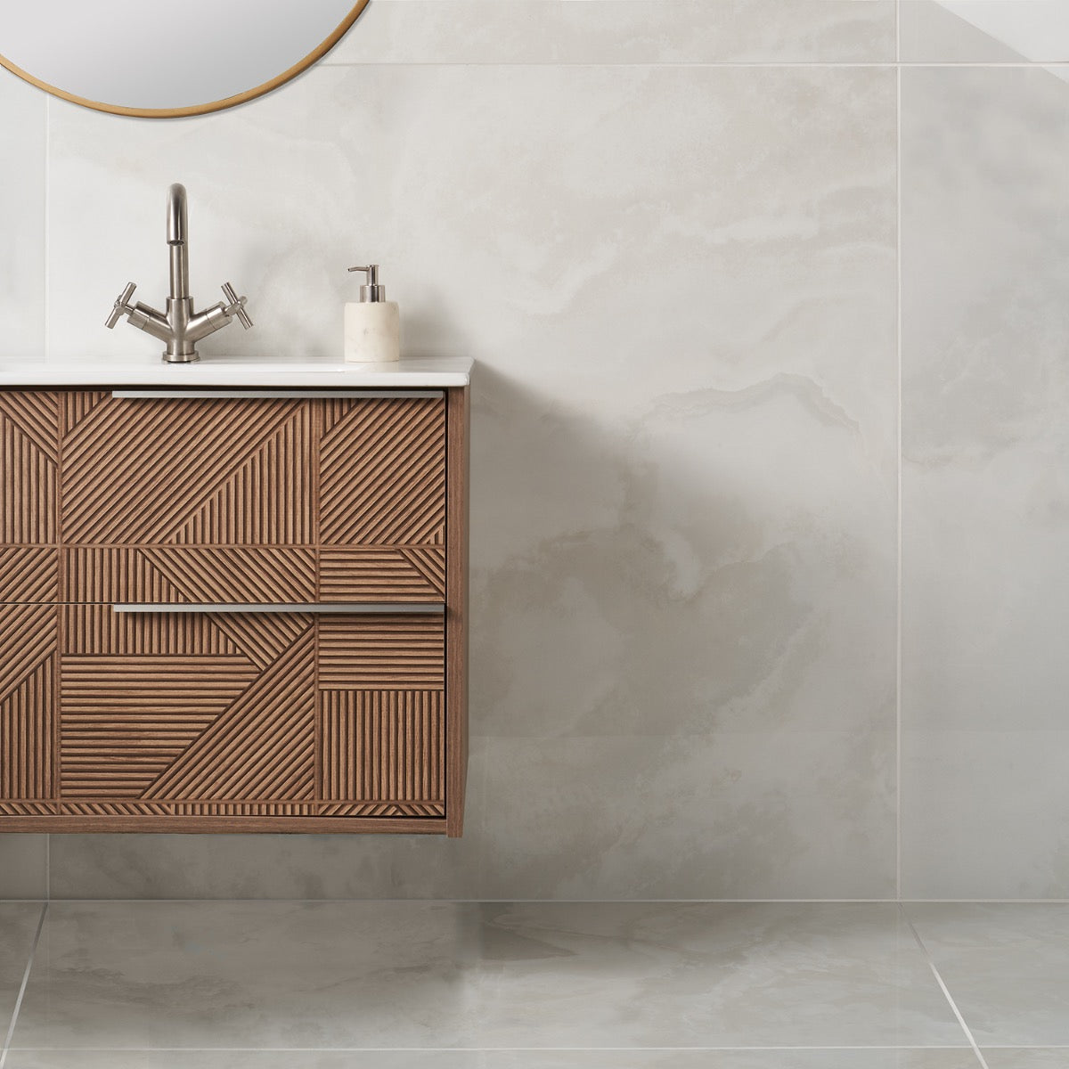 Jewel Onyx White 48x48 Polished Porcelain Tile by Lux Tile