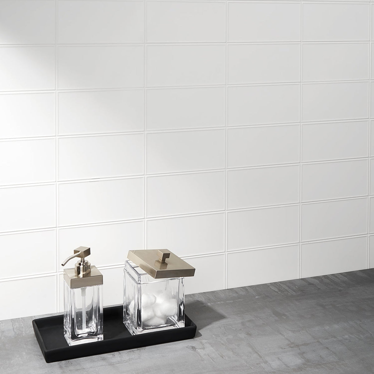Stacy Garcia Maddox Frame White 4x8 Matte Ceramic Subway Tile