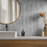 Lune Ribbon Gray 24x48 Matte Fluted Porcelain Tile - Lux Tile