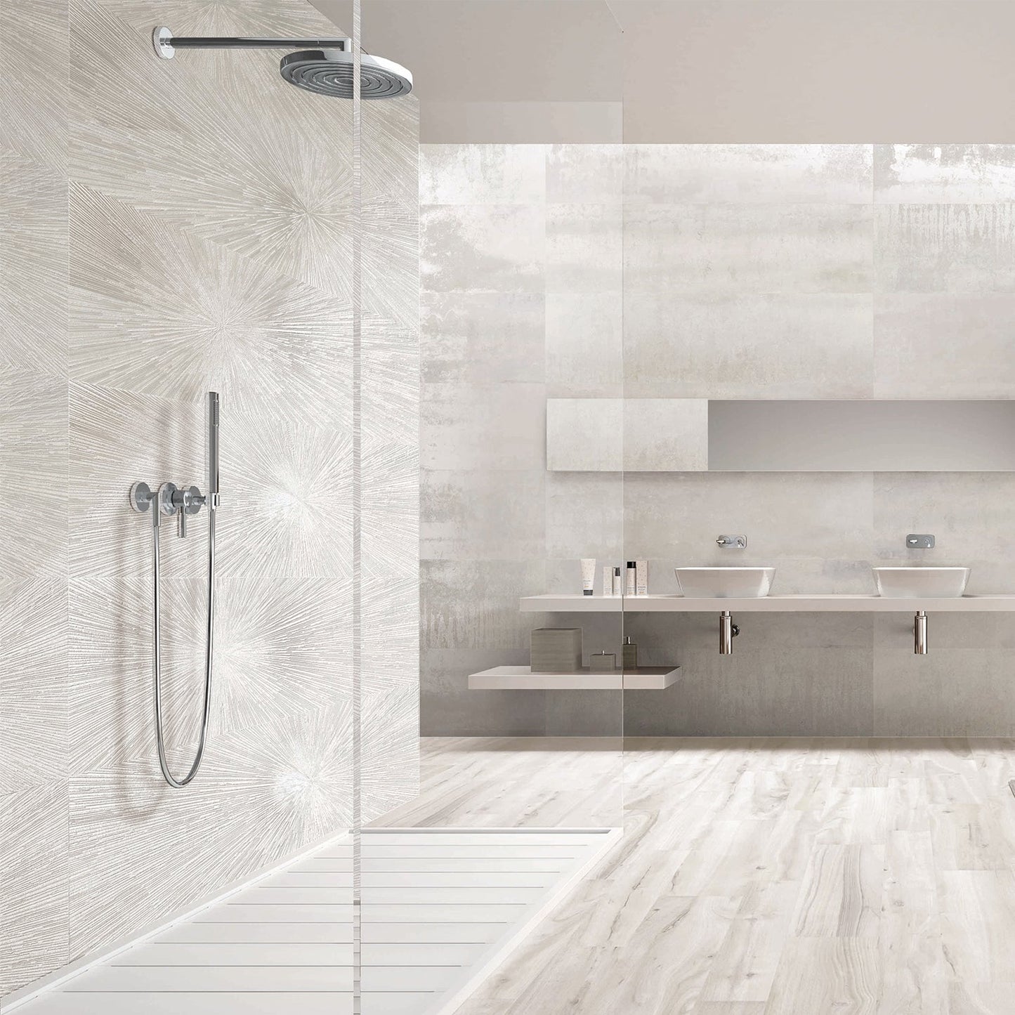 Twilight Star White 12x48 Metal Look Glazed Porcelain Tile - Lux Tile