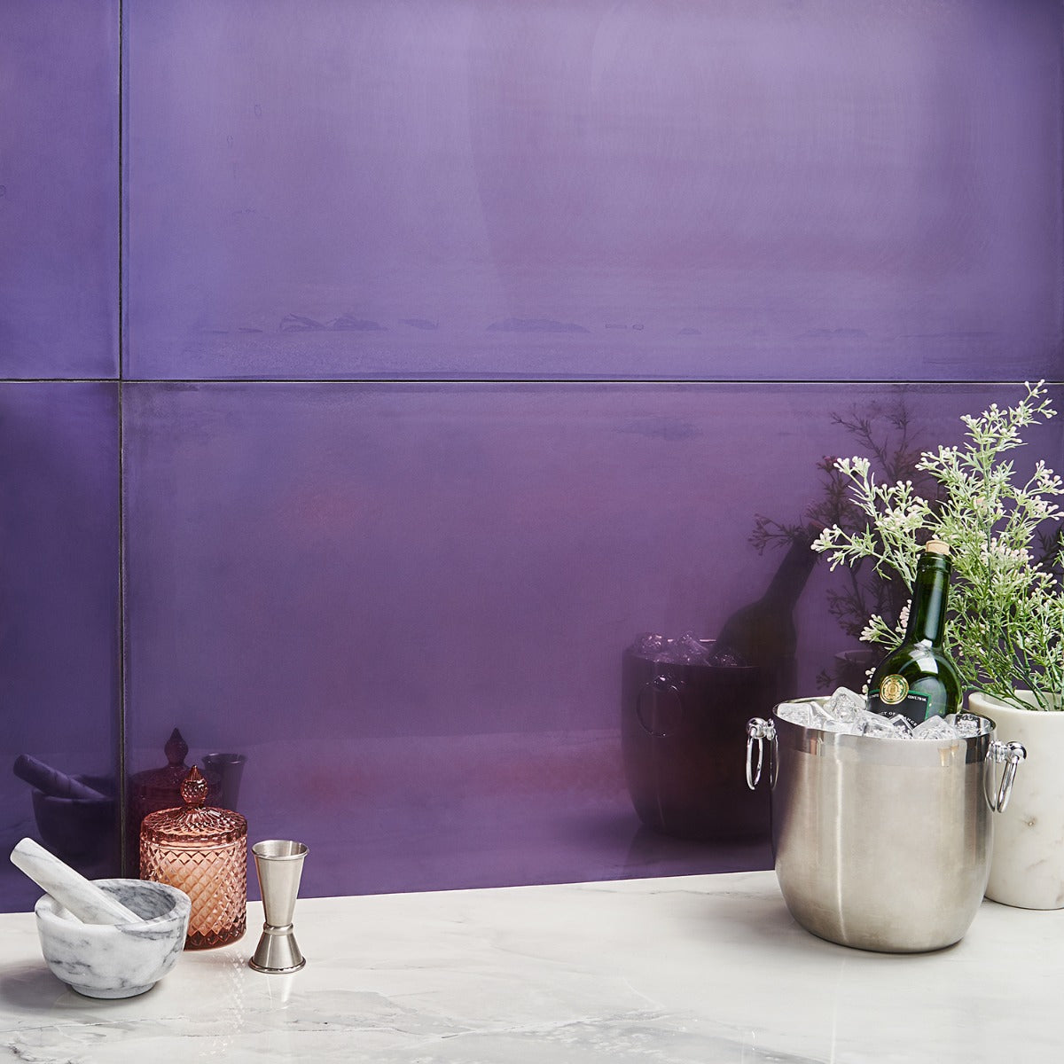 Lux Tile Amulet Mist Aubergine 18x36 Polished Porcelain Tile