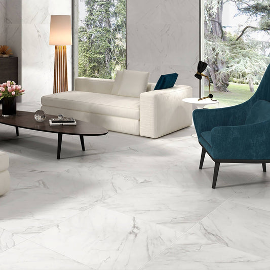 Belvedere Bianco Marble Look Porcelain Tile 30x30 - Lux Tile