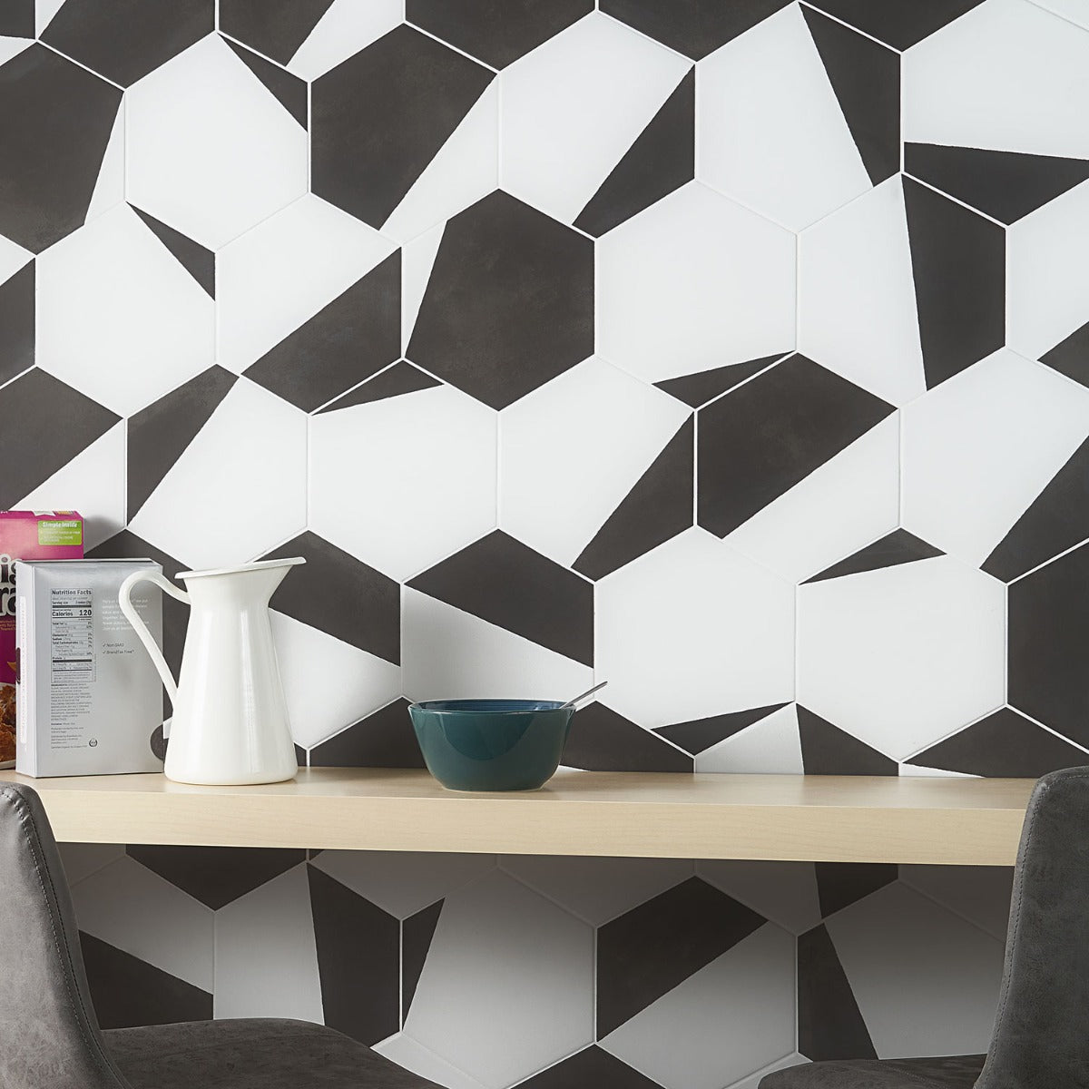 HexArt Pop Nero 8" Hexagon Matte Porcelain Tile - Lux Tile
