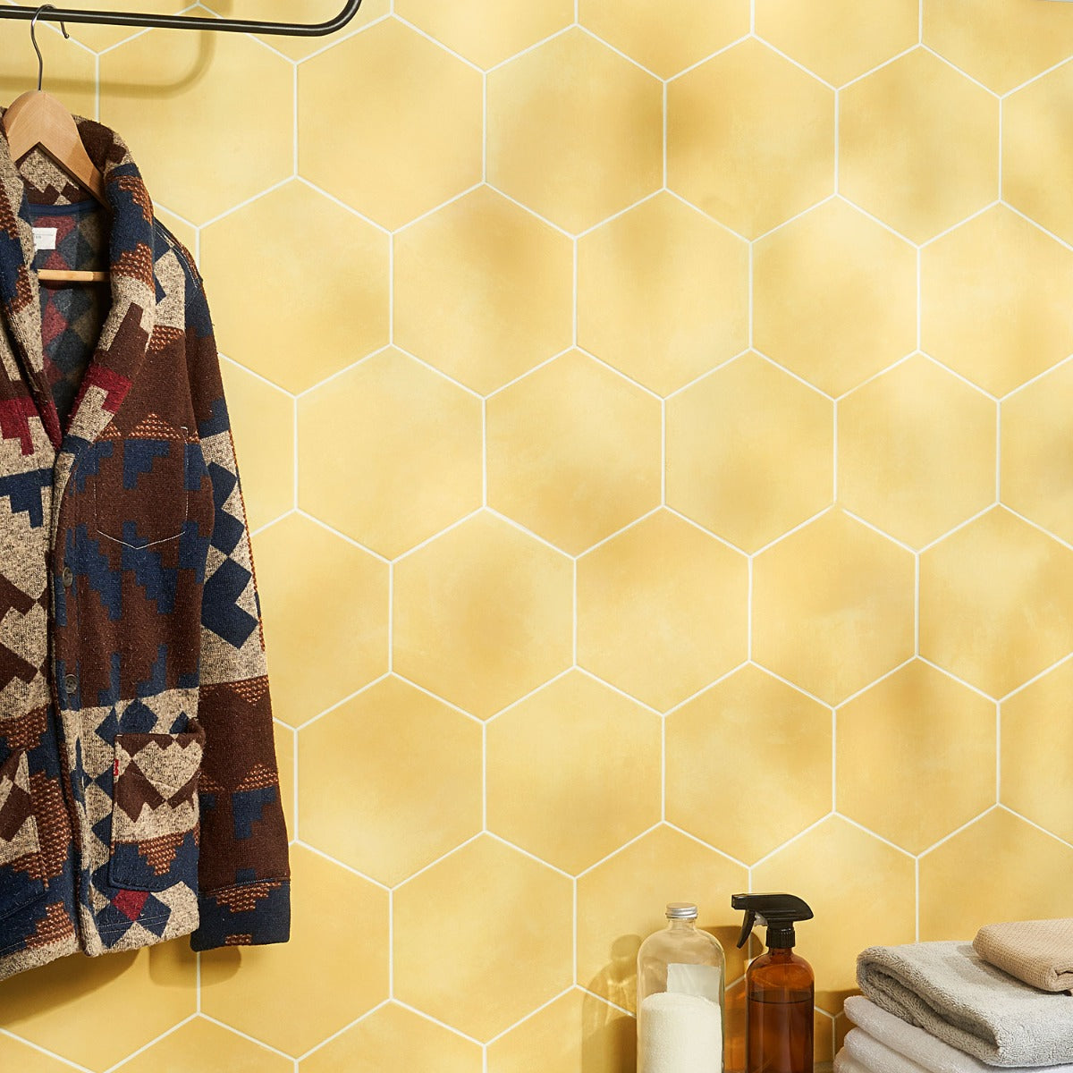 HexArt Yellow 8" Hexagon Matte Porcelain Tile by Lux Tile