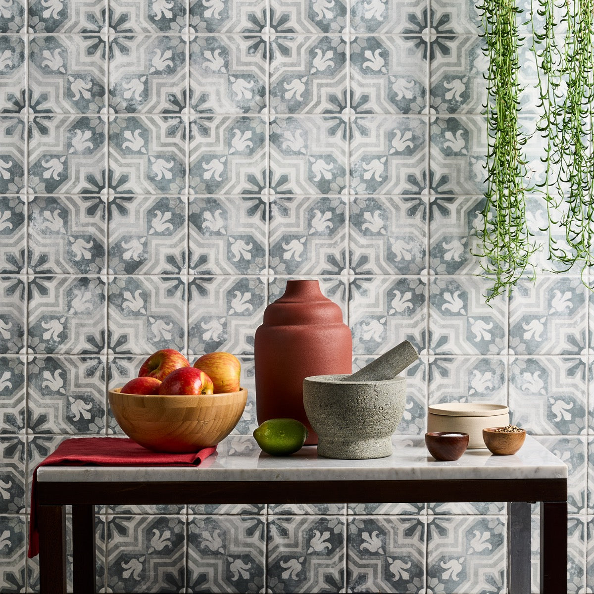 Paula Purroy Talia Alta Blue Gray 5x5 Matte Ceramic Tile